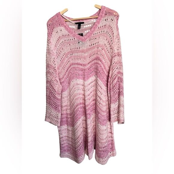 Lane Bryant pink  ombré open knit pull over sweater size 22/24 cozy feminine - Picture 1 of 7